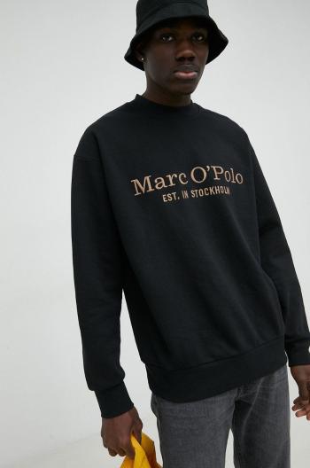 Bavlněná mikina Marc O'Polo pánská, černá barva, s aplikací