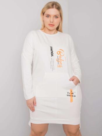 SMETANOVÉ ŠATY S NÁPISEM YOUNG A POTISKY RV-SK-7178.44-ECRU Velikost: ONE SIZE