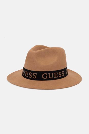 Vlněný klobouk Guess FEDORA béžová barva, vlněný, AW5162 WOL03