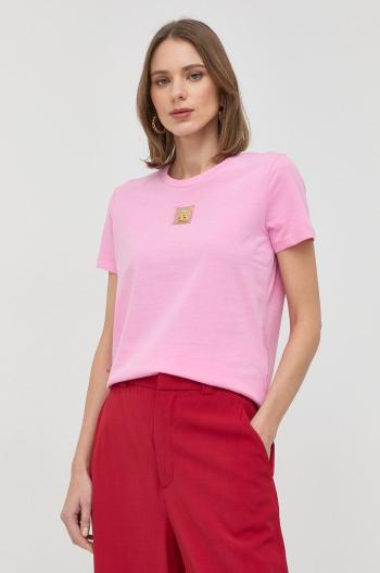Bavlněné tričko Elisabetta Franchi růžová barva