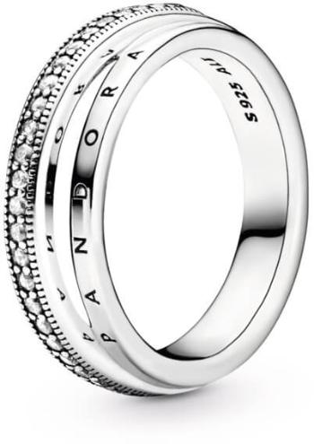 Pandora Nadčasový stříbrný prsten Triple Band Pavé 199040C01 54 mm