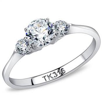 Šperky4U Ocelový prsten se 3mi zirkony - velikost 60 - AL-0036-60