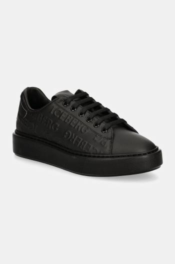 Kožené sneakers boty Iceberg Bozeman černá barva, ID211208