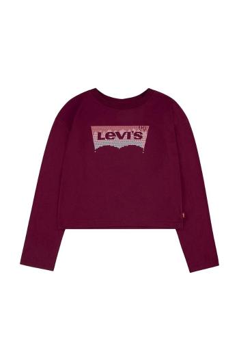 Dětské bavlněné tričko s dlouhým rukávem Levi's červená barva