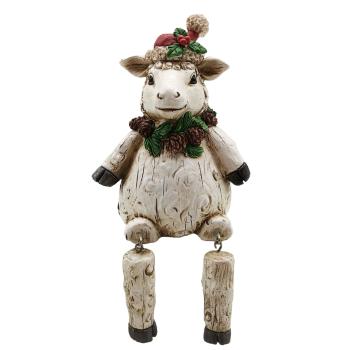 Dekorace sedící vánoční ovečka - 7*7*10 cm 6PR2726
