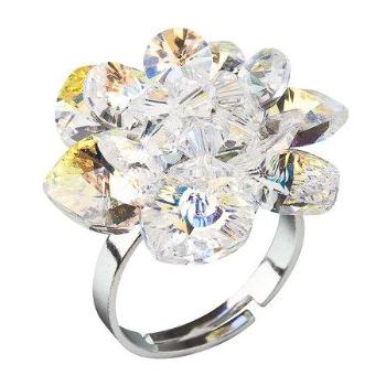 Stříbrný prsten s krystaly Swarovski AB efekt bílá kytička 35012.2, crystal, aurore, boreale