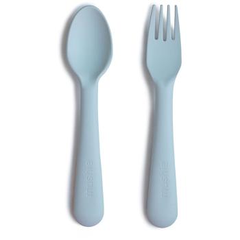 Mushie Fork and Spoon Set příbor Powder Blue 2 ks