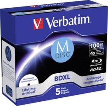 M-DISC Blu-ray XL Rohling 100 GB Verbatim Jewelcase, 43834, s potiskem, 1 ks