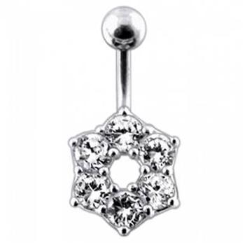 Šperky4U Stříbrný piercing do pupíku - kytička - BP01016-C