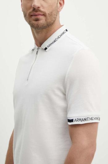 Bavlněné polo tričko Armani Exchange bílá barva