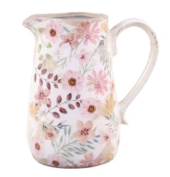 Keramický dekorační džbán s květy Floral Auray - 16*11*18cm 65077919 (65779-19)