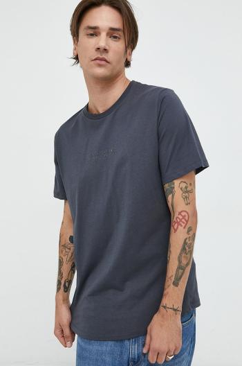 Bavlněné tričko Cross Jeans šedá barva, s aplikací