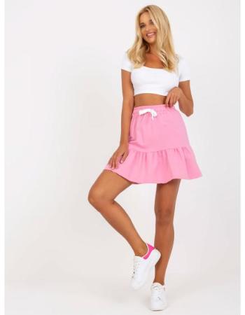Dámská sukně s volánkovým lemem mini tepláková MARLA růžová 