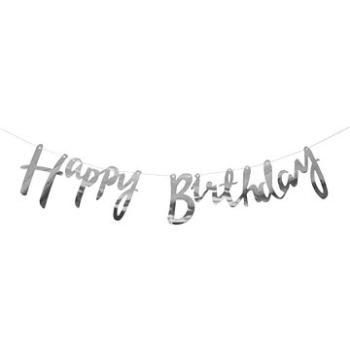 Girlanda narozeniny - happy birthday - střibrná, 150 cm (5902934215367)