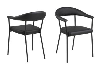 Sada 2 ks − Židle s opěrkou Ava – černá
