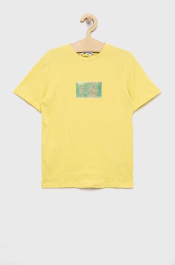 Dětské bavlněné tričko Calvin Klein Jeans žlutá barva