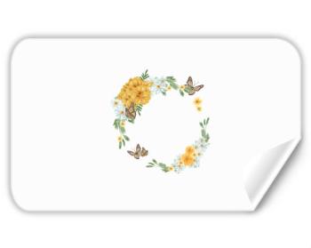 Samolepky obdelník - 5 kusů Květinový rámeček s motýly