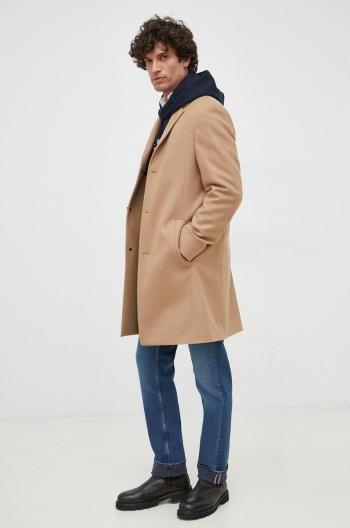 Vlněný kabát Calvin Klein hnědá barva, přechodný
