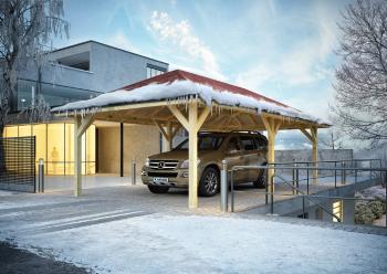 Dřevěný přístřešek / carport 338x592 cm Lanitplast