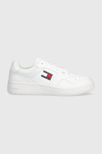 Kožené sneakers boty Tommy Jeans TJM RETRO BASKET ESS bílá barva, EM0EM01395