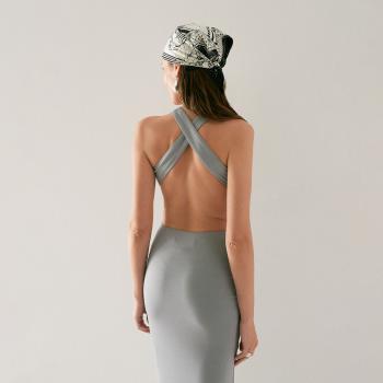 Crossover Back Dress Grey – S