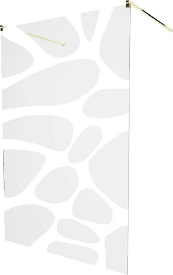 MEXEN/S KIOTO samostatně stojící sprchová zástěna 100 x 200 cm, transparent/bílá vzor 8 mm, zlatá 800-100-002-50-97