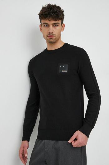 Bavlněný svetr Armani Exchange pánský, černá barva, lehký