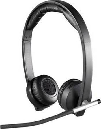 Headset k PC s USB, bezdrátový 2,4 GHz stereo, bez kabelu Logitech Dual H820e na uši