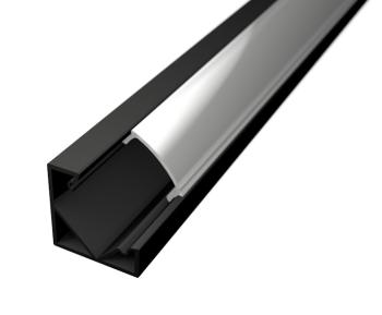 LED Solution Rohový profil pro LED pásky R2 černý délky a typy profilů: Profil bez difuzoru (krytu) 1m
