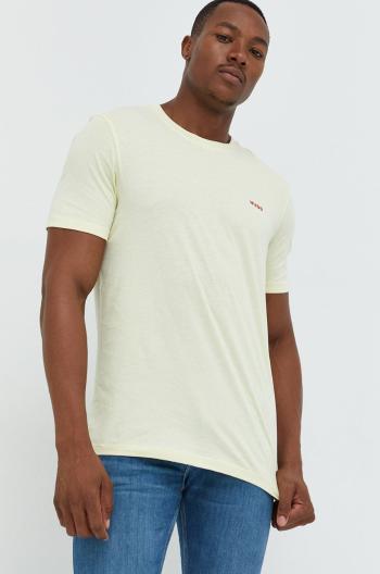 Bavlněné tričko HUGO béžová barva