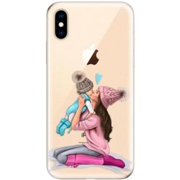 iSaprio Kissing Mom - Brunette and Boy pro iPhone XS (kmbruboy-TPU2_iXS)