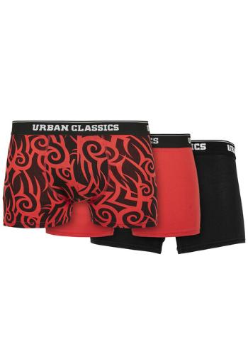 Urban Classics Organic Boxer Shorts 3-Pack tribal aop+popred+black - 4XL