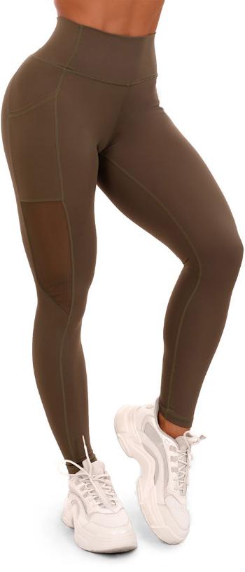 GymBeam Dámské legíny Mesh Panel Olive L