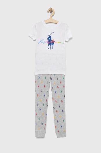 Dětské bavlněné pyžamo Polo Ralph Lauren šedá barva