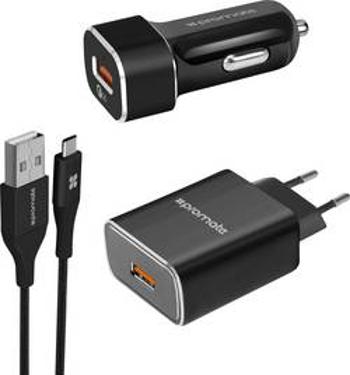 USB nabíječka Pro Mate UnigearQC3-EU, černá, nerezová ocel