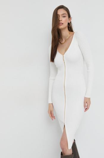 Šaty Elisabetta Franchi bílá barva, midi