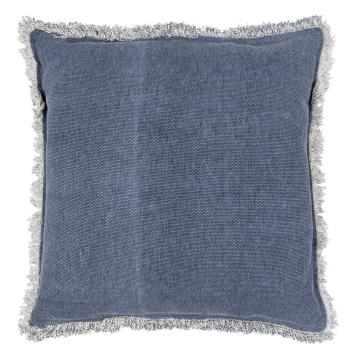 Modrý bavlněný polštář v denim designu s třásněmi - 45*45 cm KG023.025BL