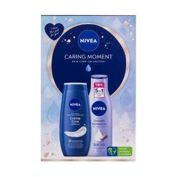 Nivea Caring Moment dárková kazeta srpchový gel Creme Care 250 ml + tělové mléko Smooth Sensation 250 ml pro ženy