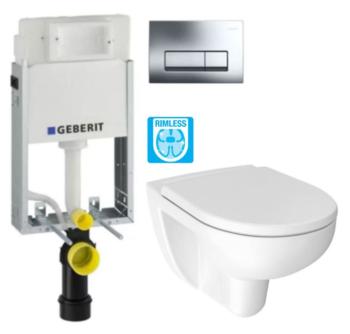 GEBERIT KOMBIFIXBasic vč. chromového tlačítka DELTA 51 + WC JIKA LYRA PLUS RIMLESS + SEDÁTKO DURAPLAST 110.100.00.1 51CR LY1