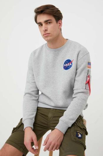 Mikina Alpha Industries Space Shuttle Sweater pánská, šedá barva, s potiskem, 178307.17