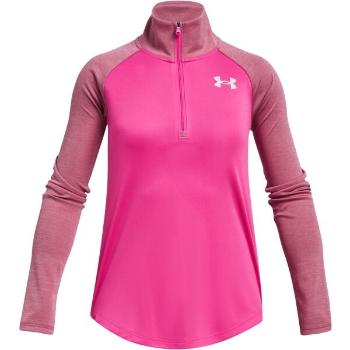 Under Armour TECH GRAPHIC 1/2 ZIP Dívčí tričko s dlouhým rukávem, růžová, velikost