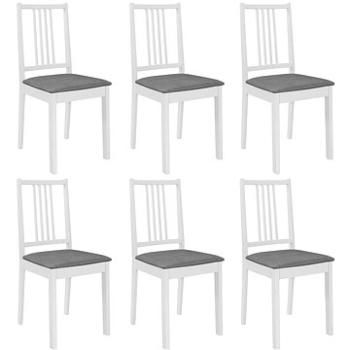 Jídelní židle s poduškami 6 ks bílé masivní dřevo (276406)