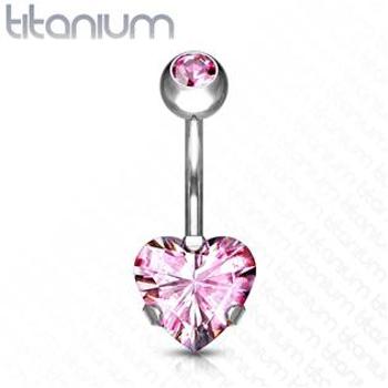 Šperky4U Piercing do pupíku srdce - TITAN - TIT1058-P