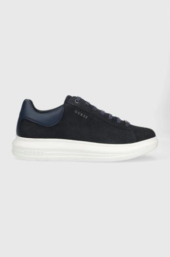 Kožené sneakers boty Guess Vibo tmavomodrá barva, FM5VIB SUE12 BLUE