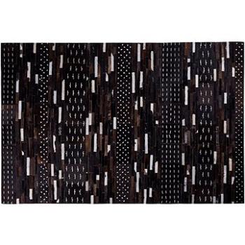 Kožený patchworkový koberec 140 x 200 cm hnědý AKSEKI, 200964 (beliani_200964)