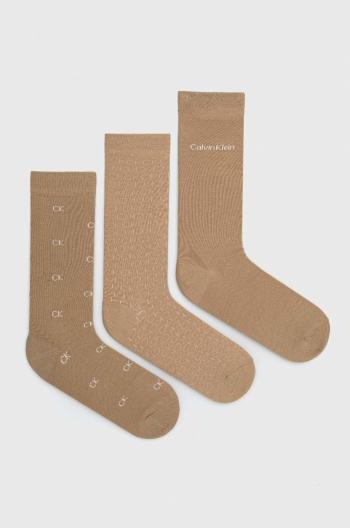 Ponožky Calvin Klein 3-pack pánské, béžová barva