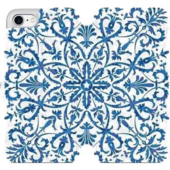 Flipové pouzdro na mobil Apple iPhone 8 - ME01P Modré květinové vzorce (5903226201792)