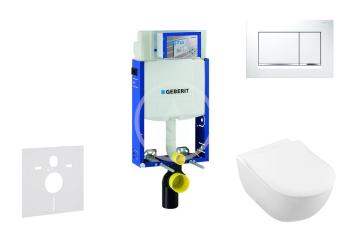 GEBERIT Kombifix Modul pro závěsné WC s tlačítkem Sigma30, bílá/lesklý chrom + Villeroy Boch WC a sedátko, DirectFlush, SoftClose, CeramicPlus 110.302.00.5 NI5