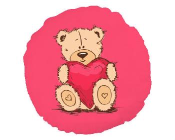 Kulatý polštář Medvídek srdce