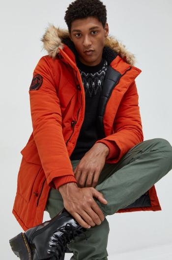 Zimní bunda Superdry pánská, oranžová barva, zimní